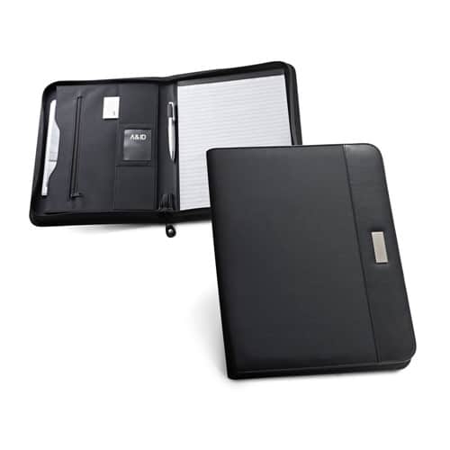 PASZO. Porte-documents A4 en PU et microfibre avec bloc de pages lignées
