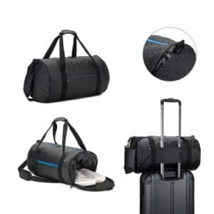 OSASCO SPORT. Sac de sport cylindrique en polyester recyclé haute densité 600D avec compartiment latéral pour les chaussures