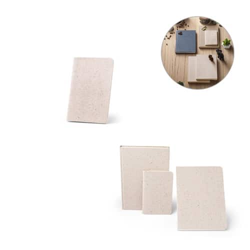 ORGANIC SOFT. Bloc-notes A6 avec couverture souple fabriquée à partir de matière organique d&rsquo;éléphant (80%)