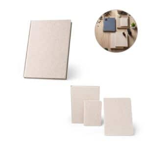 ORGANIC RIGID. Bloc-notes A5 avec couverture rigide fabriquée à partir de matière organique d'éléphant (80%)