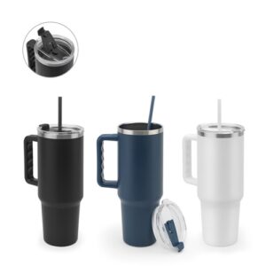 JOYNER XL. Grand gobelet de voyage en acier inoxydable (91% recyclé) avec double paroi isolée sous vide et finition mate 1300 mL