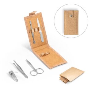 ZENA. Set de manucure en liège avec pièces en acier inoxydable