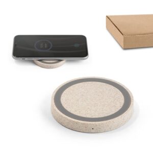 CUVIER. Chargeur sans fil 15W en ABS recyclé (65 % rABS) et fibre de paille de blé (35 %)