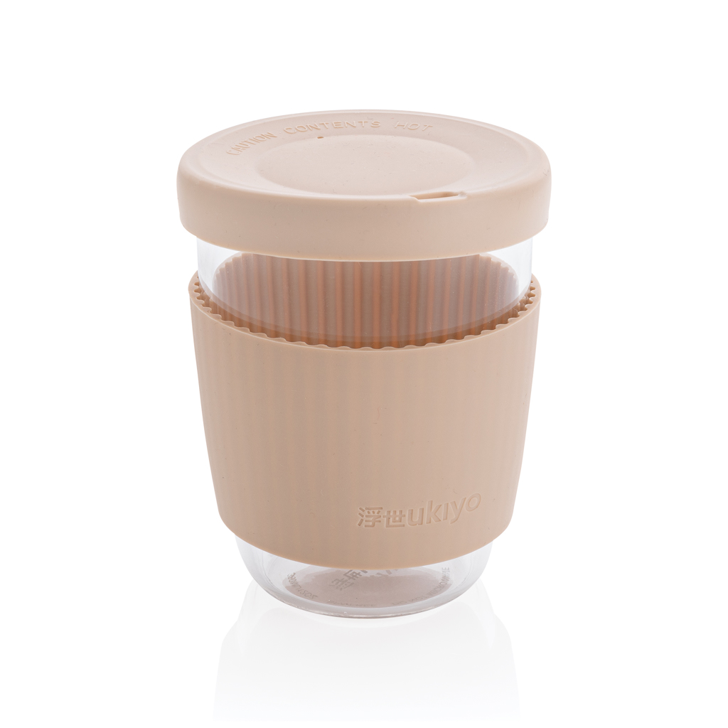 Verre 360ml avec couvercle et manchon en silicone Ukiyo