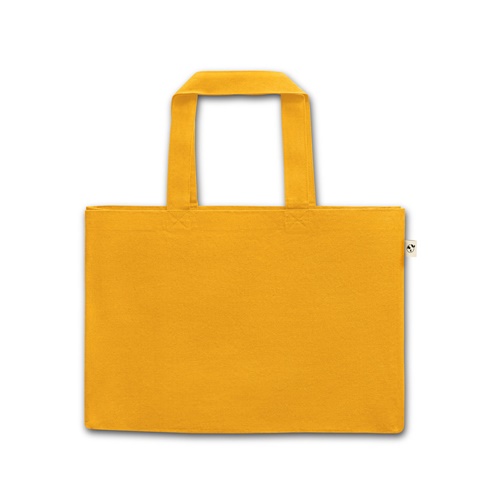 Sac en toile jaune avec anses.