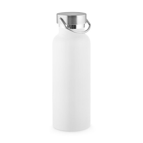 Gourde blanche en acier inoxydable avec couvercle métallique