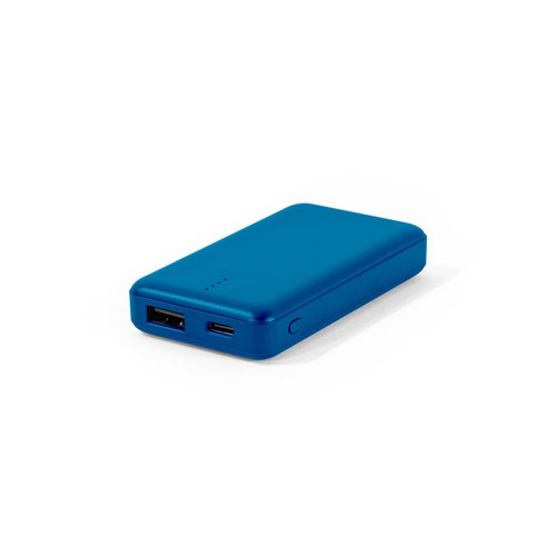Batterie externe portable bleue avec ports USB