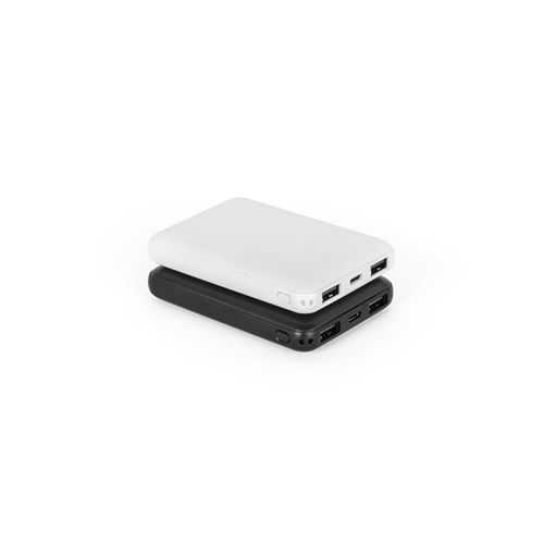 Deux batteries externes noires et blanches empilées