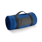Couverture polaire bleue avec sangle de transport