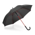 Parapluie noir avec manche rouge courbé
