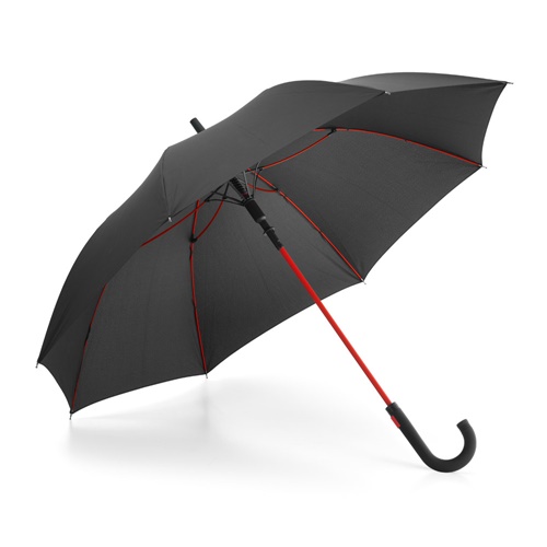 Parapluie noir avec manche rouge courbé