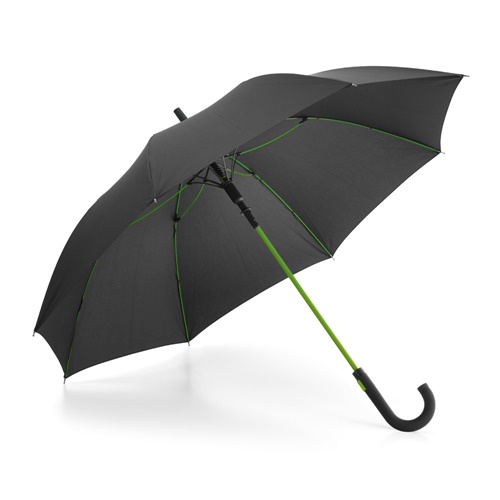 Parapluie noir avec manche vert ouvert