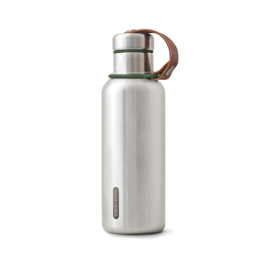 Gourde inox réutilisable avec anse en cuir