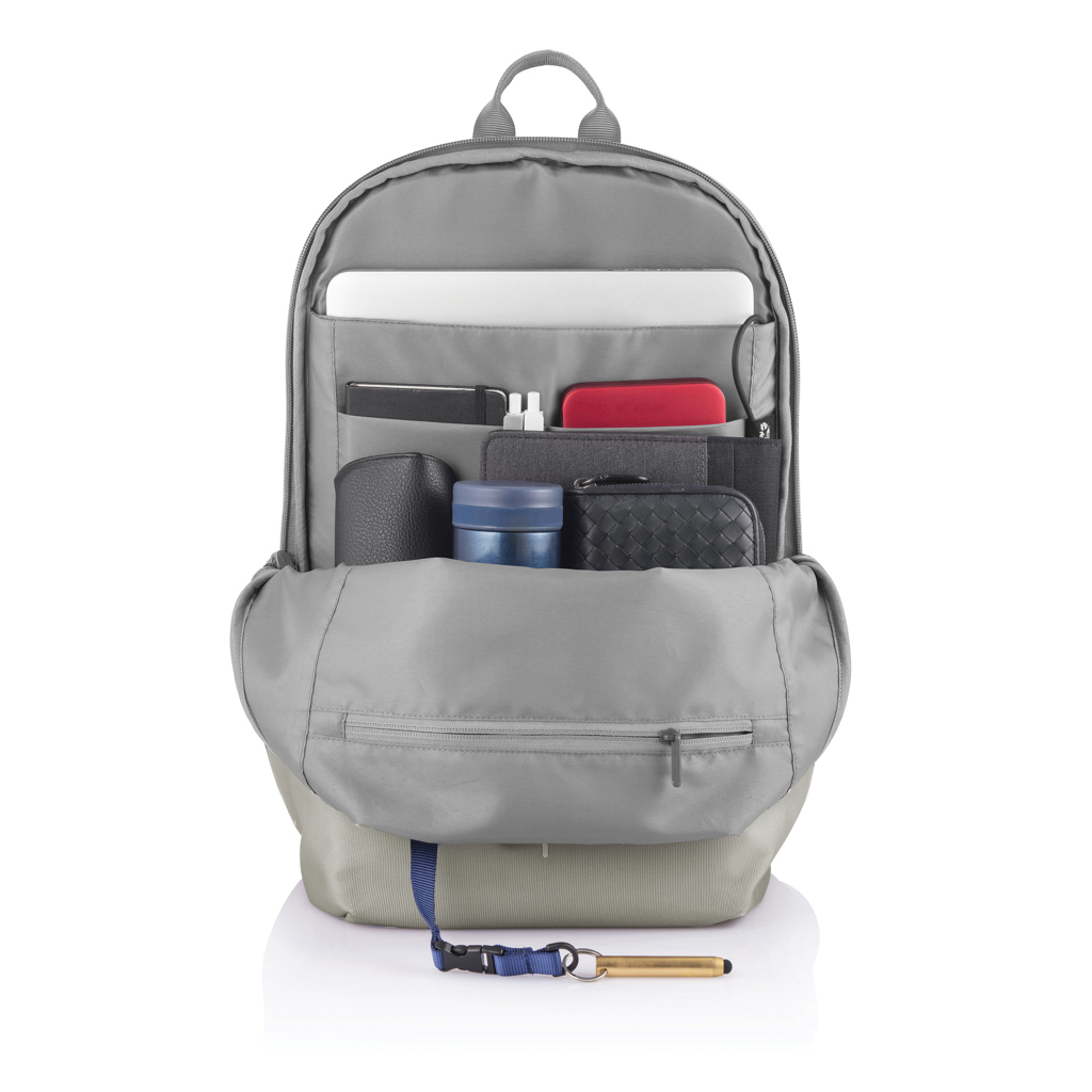 Sac à dos gris avec accessoires organisés