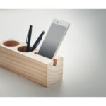 Support en bois pour smartphone et stylos
