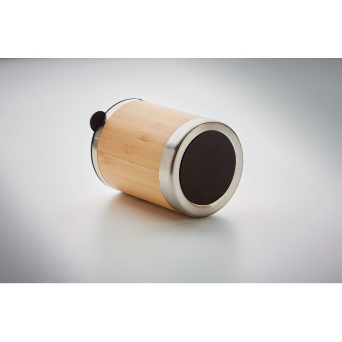 Enceinte portable en bambou et métal argenté