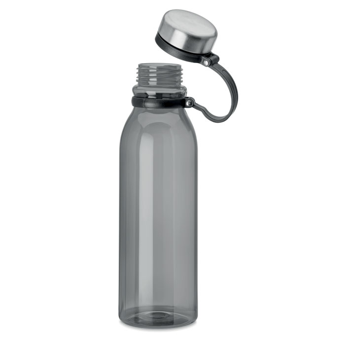Bouteille réutilisable grise avec bouchon ouvert