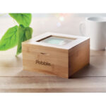 Boîte en bambou Pebble sur table en bois