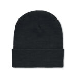 Bonnet noir en tricot simple plié