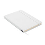 Carnet blanc fermé avec élastique et ruban marque-page