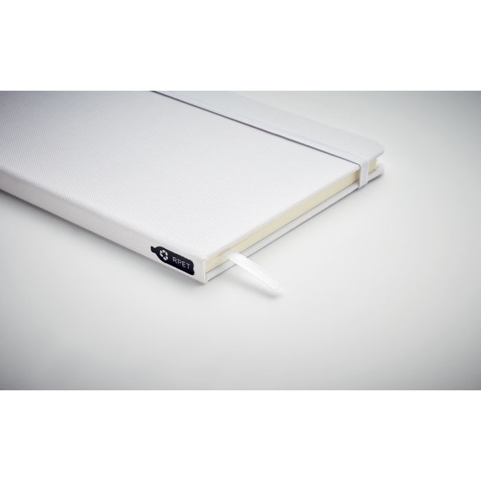 Carnet blanc recyclé avec élastique et ruban marque-page