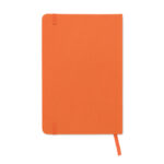 Carnet orange avec couverture rigide et ruban marque-page