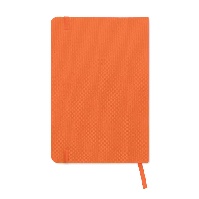 Carnet orange avec couverture rigide et ruban marque-page