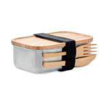 Boîte repas inox avec couvercle bambou et couverts