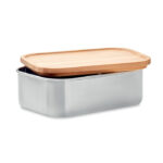 Boîte alimentaire inox avec couvercle en bambou