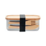 Boîte repas avec couverts en bambou attachés