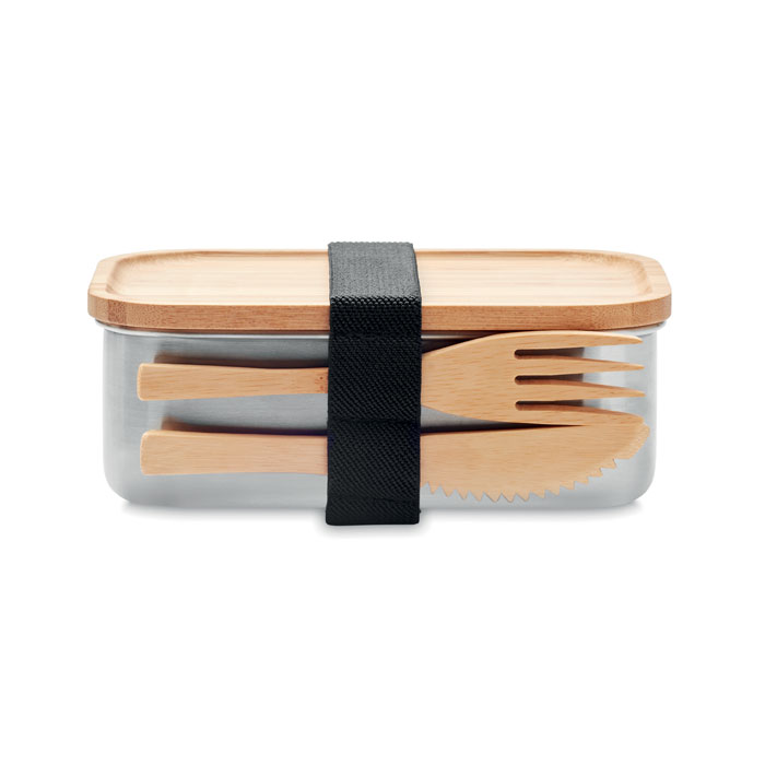 Boîte repas avec couverts en bambou attachés