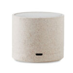 Petite enceinte Bluetooth beige cylindrique