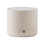 Enceinte Bluetooth cylindrique beige minimaliste
