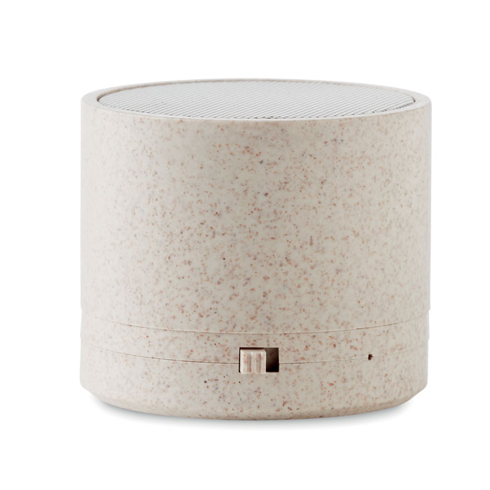 Enceinte Bluetooth cylindrique beige minimaliste