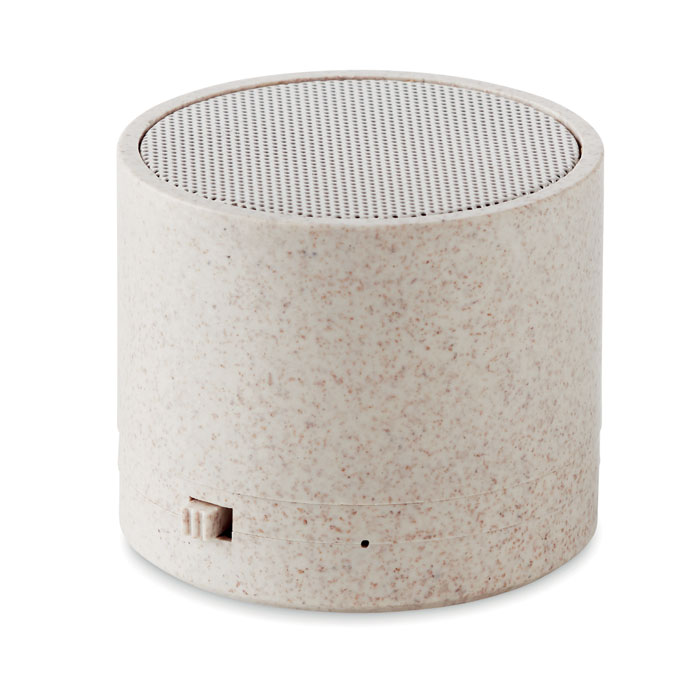 Enceinte Bluetooth portable beige cylindrique