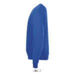 Sweat-shirt bleu à manches longues de profil
