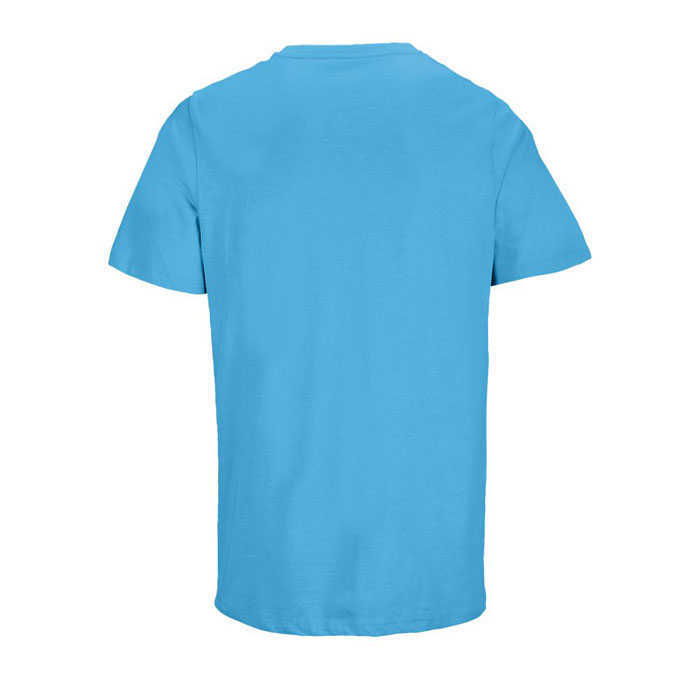Dos d’un t-shirt bleu uni