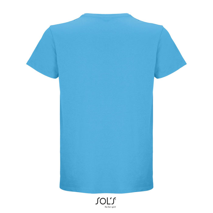 T-shirt bleu uni vu de dos