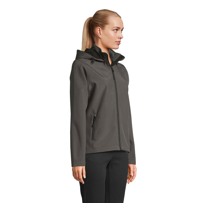 Veste softshell femme gris foncé avec capuche