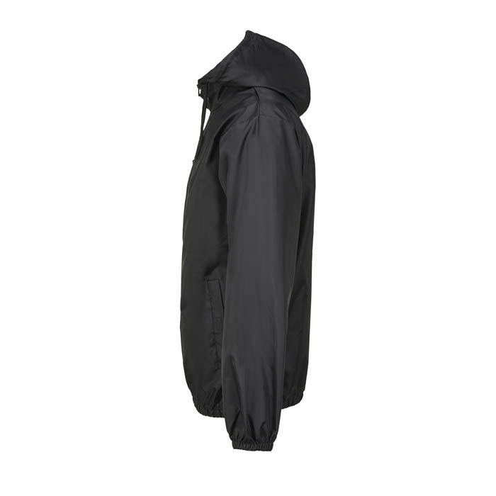 Veste noire à capuche vue de côté