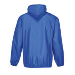Veste imperméable bleue à capuche vue de dos