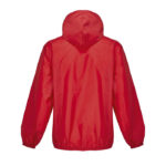 Veste coupe-vent rouge à capuche vue de dos