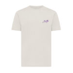 T-shirt beige avec logo violet sur la poitrine
