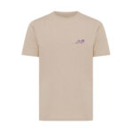 T-shirt beige simple avec petit logo violet