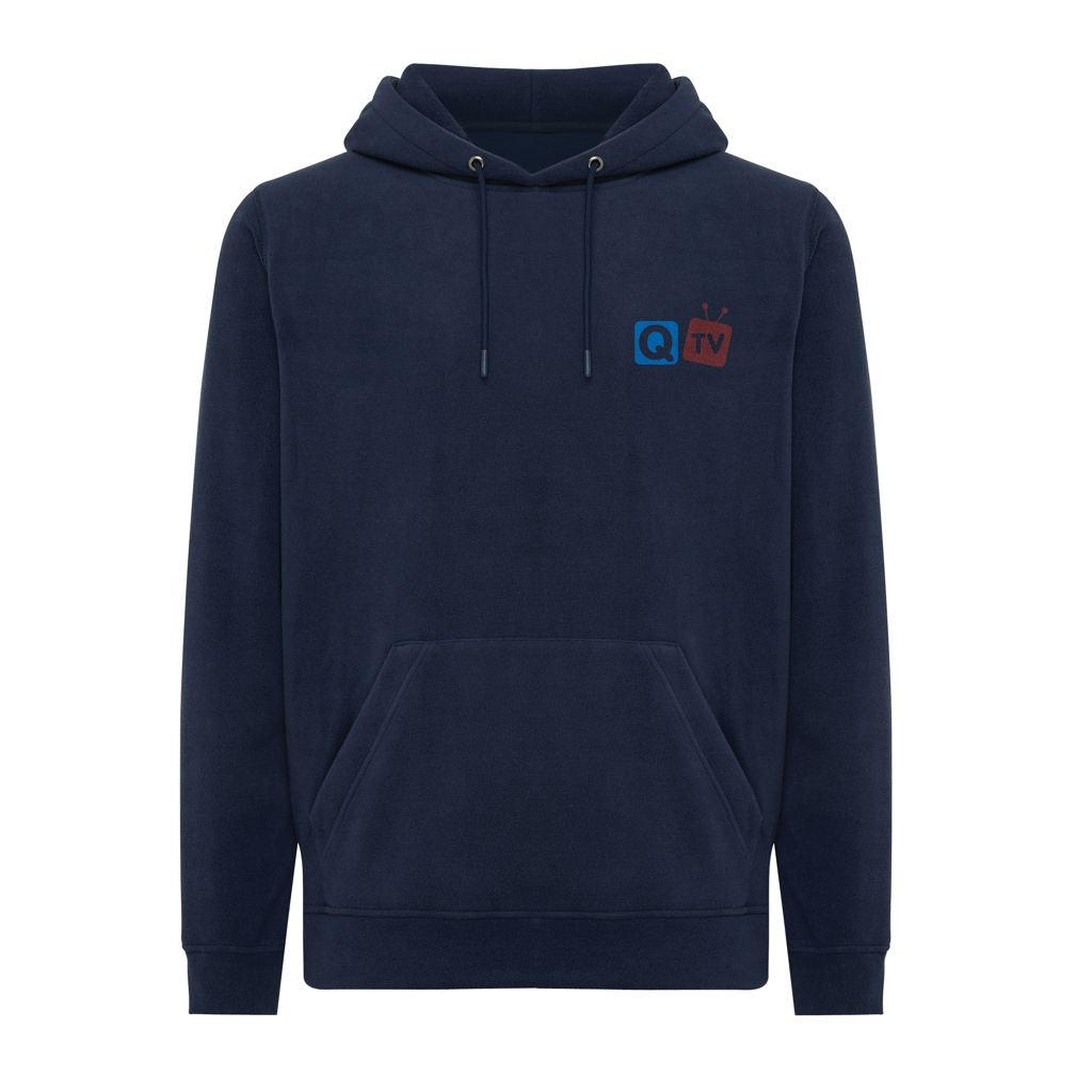 Sweat à capuche bleu marine avec logo QTV