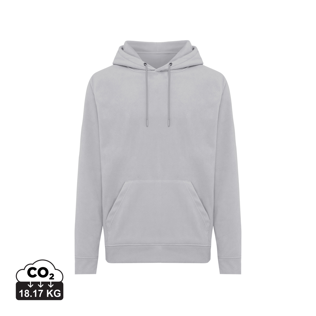 Sweat à capuche gris avec poche frontale.