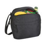 Sac isotherme noir avec aliments à l'intérieur