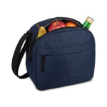 Sac isotherme bleu avec fruits et bouteille