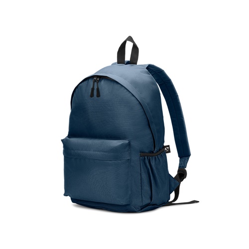 sac à dos bleu avec poche avant zippée