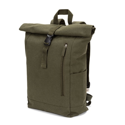 Sac à dos vert kaki avec fermeture à rouleau